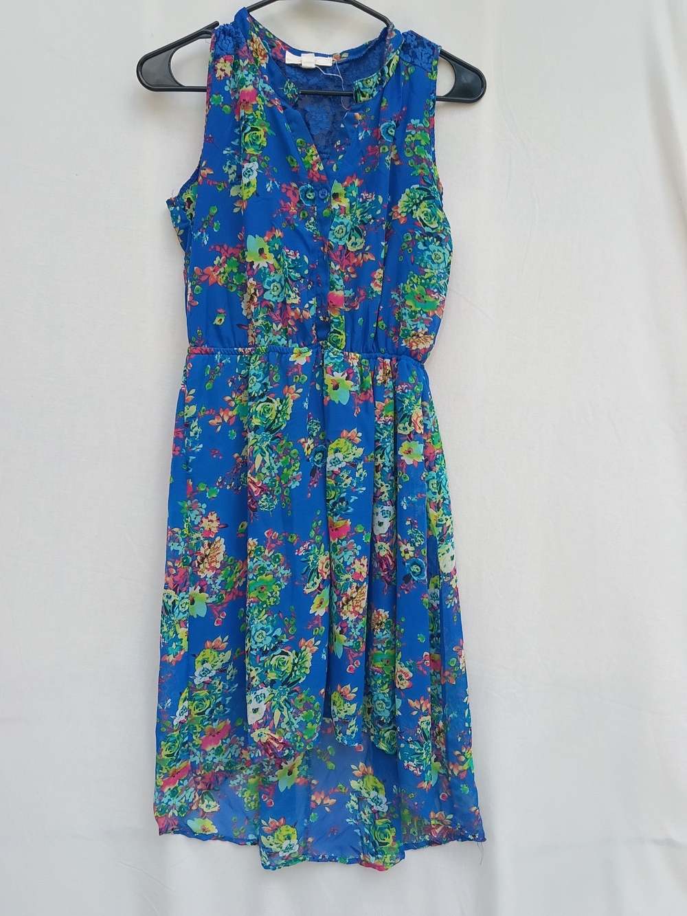 Pink Rose Royal Blue Floral Midi Dress